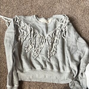 Gray Fringe Sweatshirt